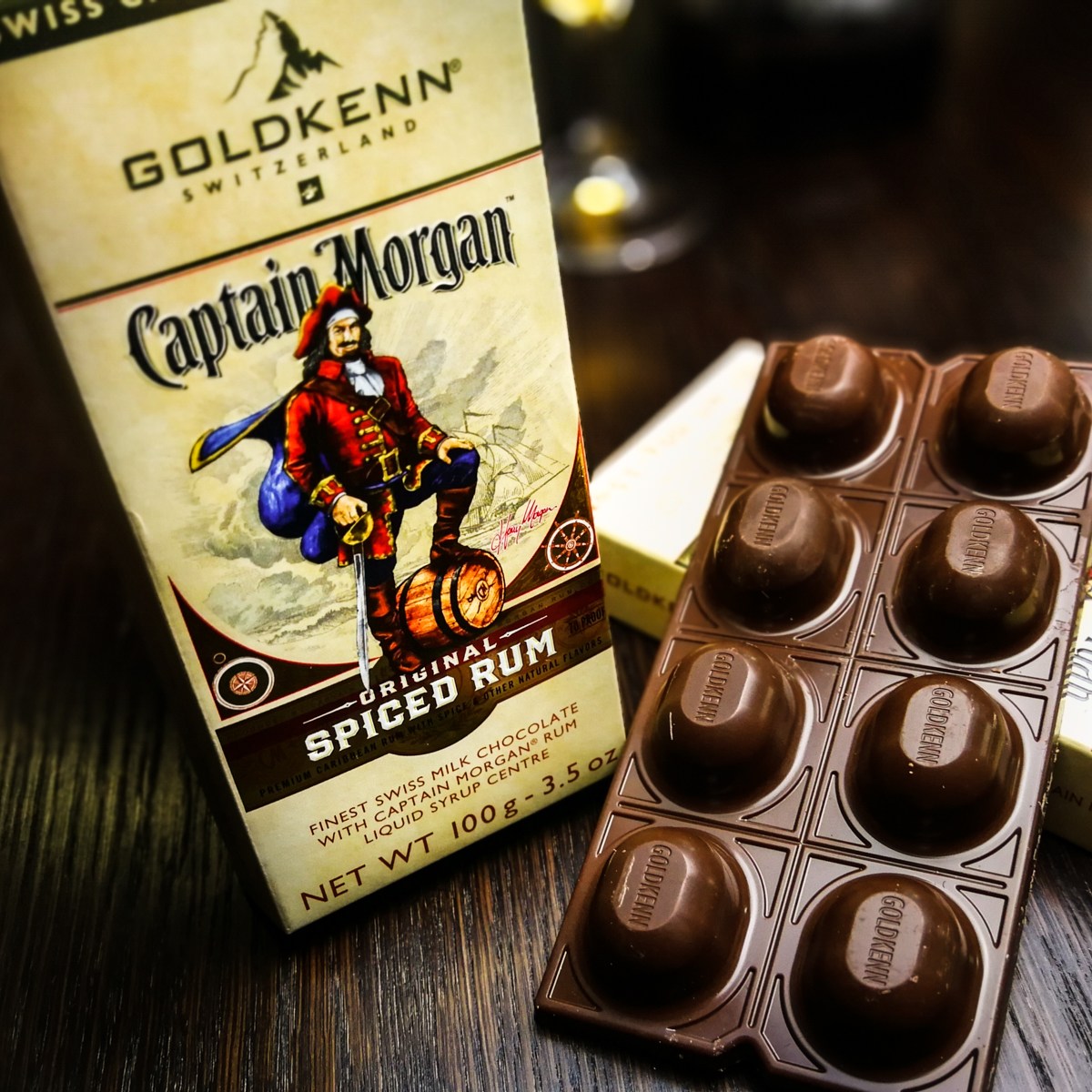 Luxusní čokoláda Goldkenn s náplní Captain Morgan 100g