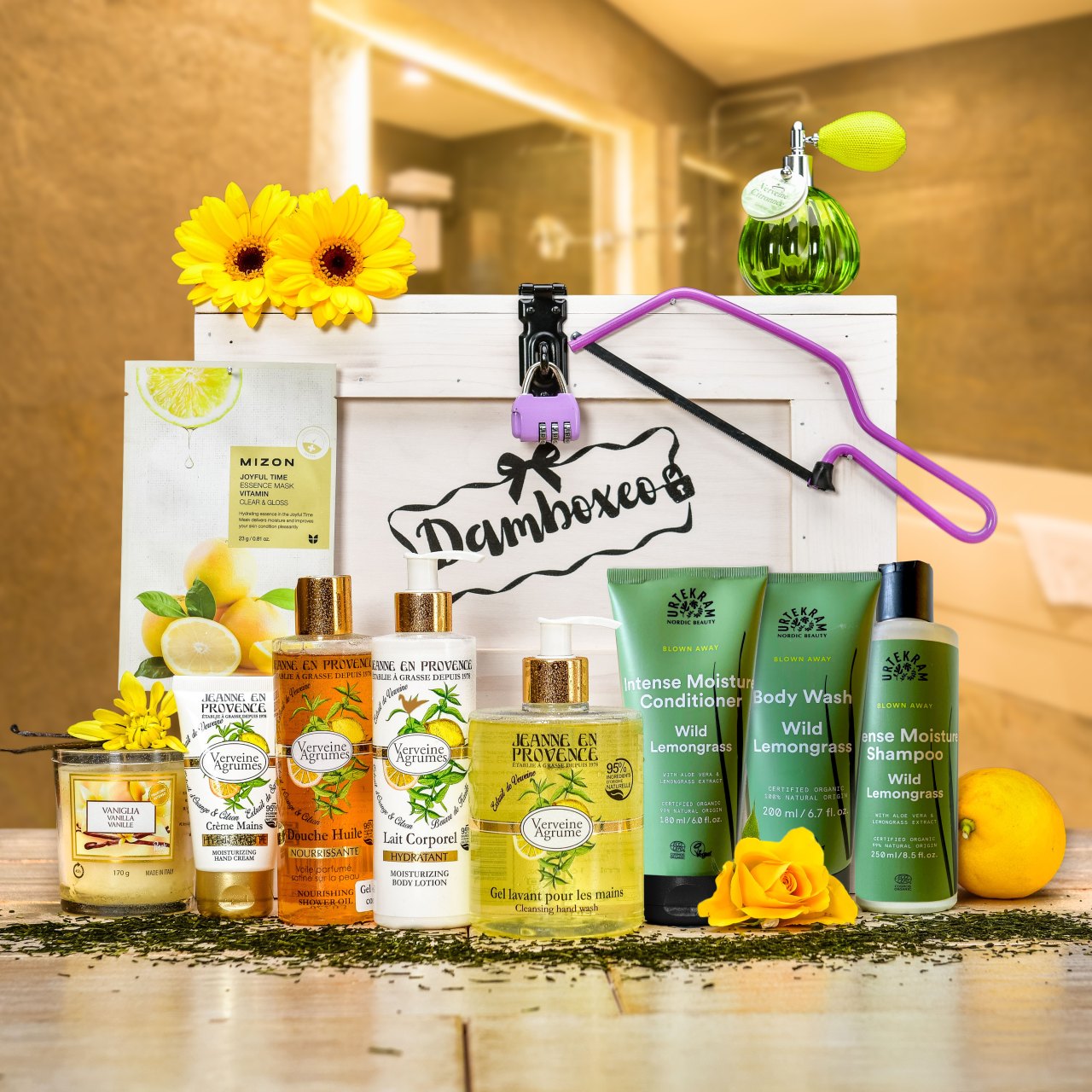 Truhla s luxusní kosmetikou - verbena s green matcha