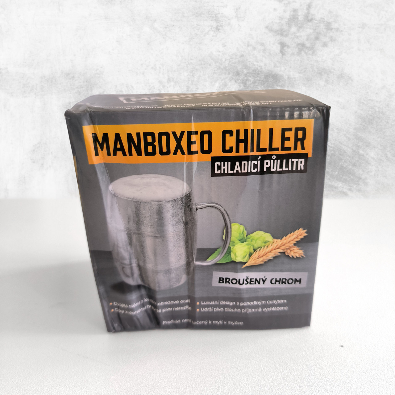 Nerezový "půllitr" Manboxeo s gravírováním 400 ml - broušený II. jakost