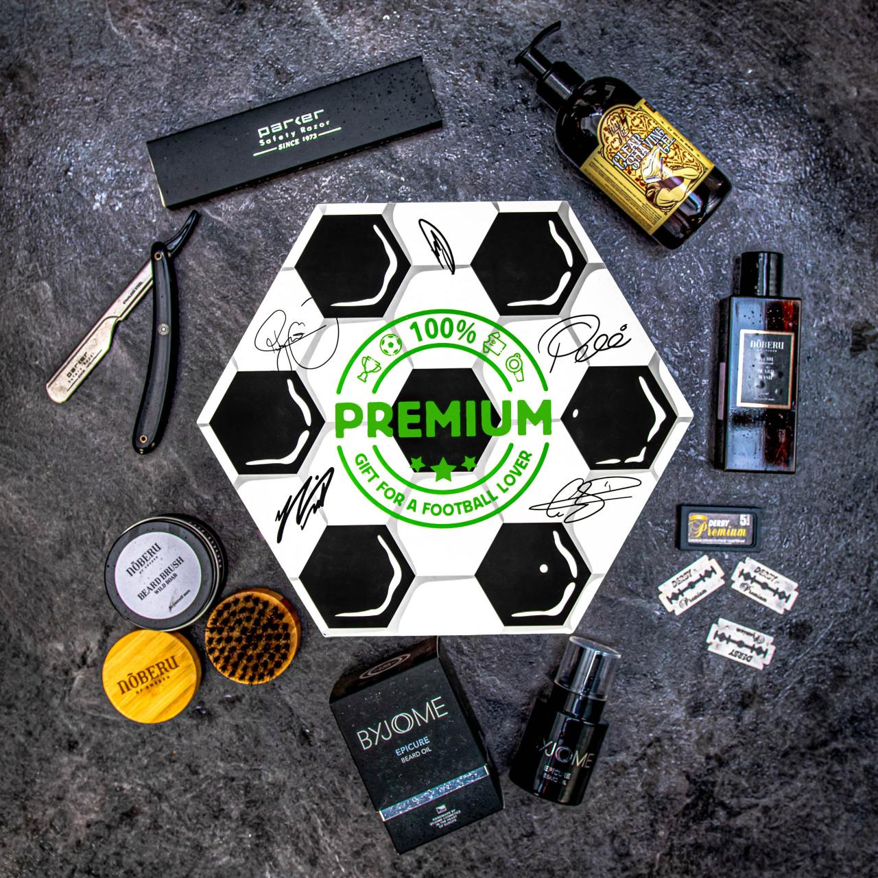 Hexagon plný luxusní péče o vousy - Fotbalový