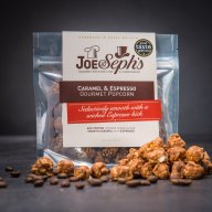 Luxusní karamelový popcorn Joe & Seph's s příchutí espressa 32 g