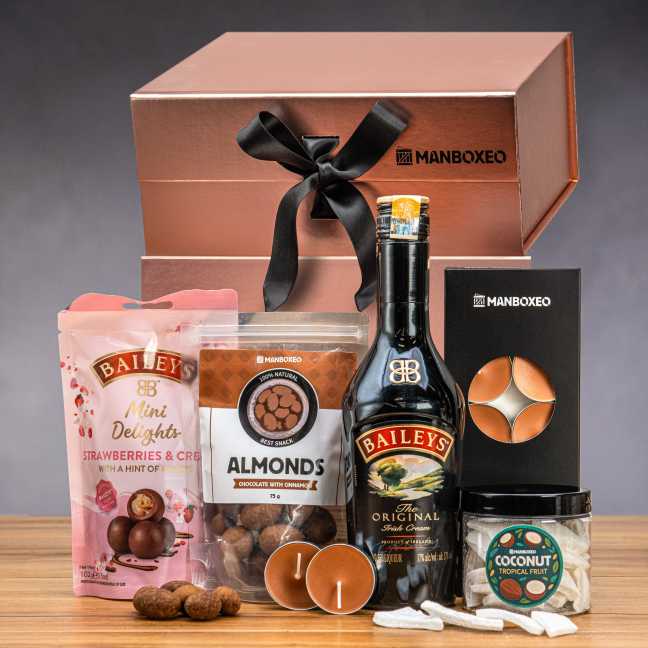 Giftboxeo Geschenkbox (rose gold) - Mit Baileys
