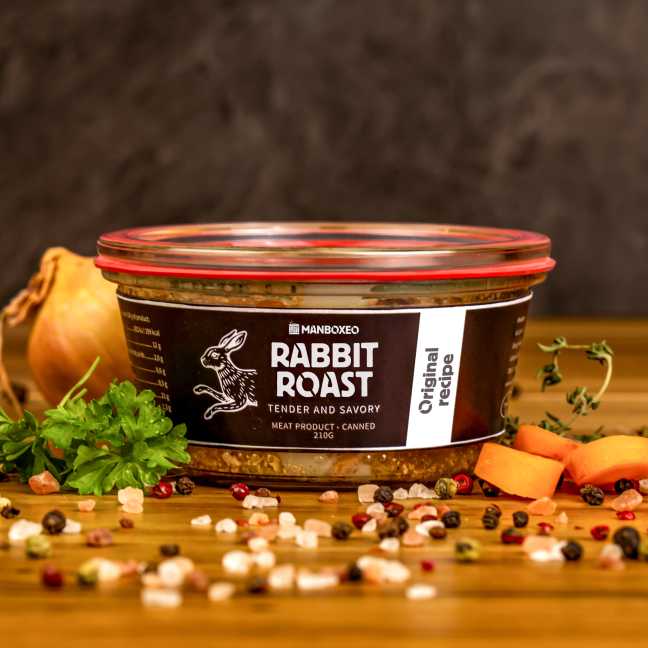 Gebratenes Kaninchen mit Schweinebraten 210 g