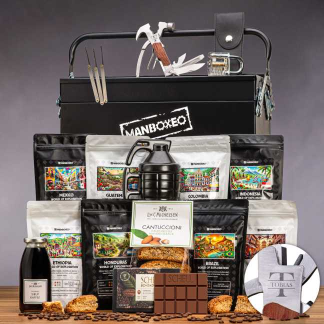 Toolboxeo für Kaffeeliebhaber + Multitool mit Gravur 