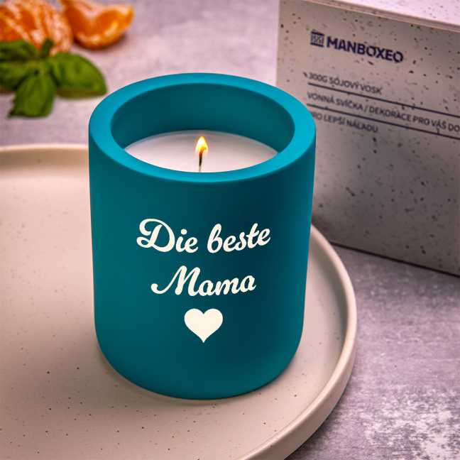 Betonkerze mit Sojawachs und intensivem Duft - Limette-Basilikum & Mandarine 300 g