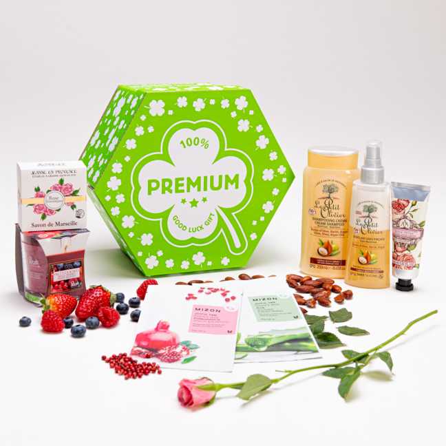 Surpriseboxeo-Geschenkset Vierblatt mit Kosmetik MIX