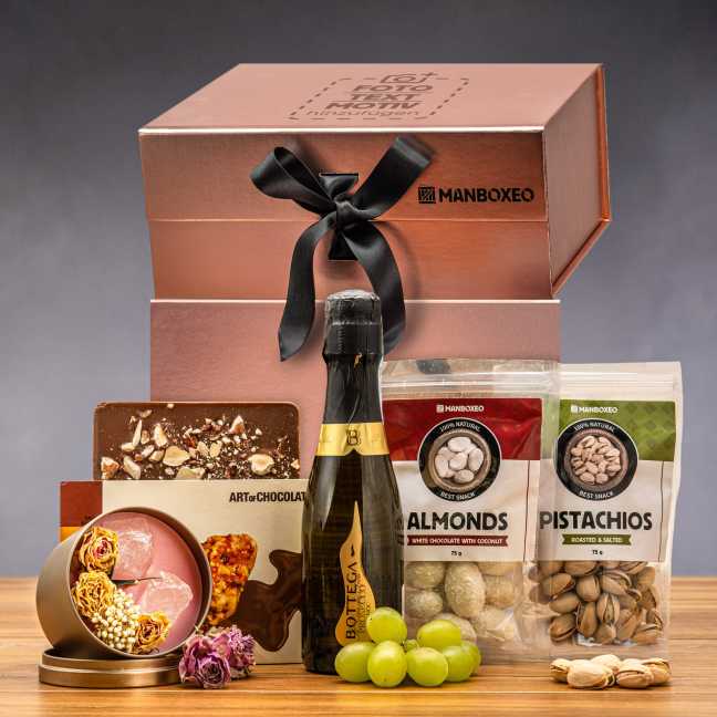 Giftboxeo Geschenkbox (rose gold) - Prosecco