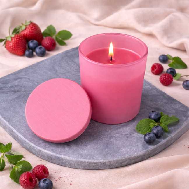 Rosa Duftkerze in der Box 130 g – BEERENMIX