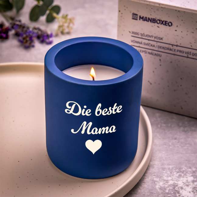 Betonkerze mit Sojawachs und intensivem Duft - Lavendel & Eukalyptus 300 g