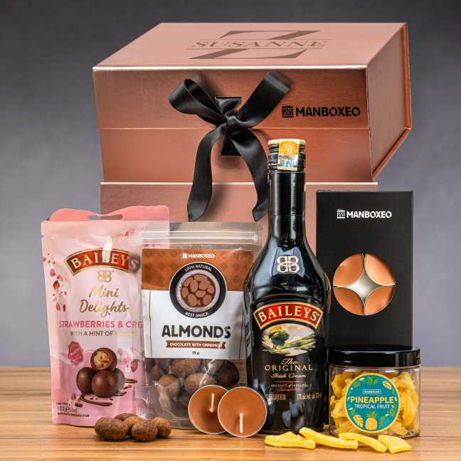 Giftboxeo Geschenkbox (rose gold) - Mit Baileys