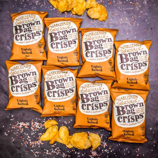 20× Knusprige, leicht gesalzene handgemachte Brown Bag Crisps 40 g