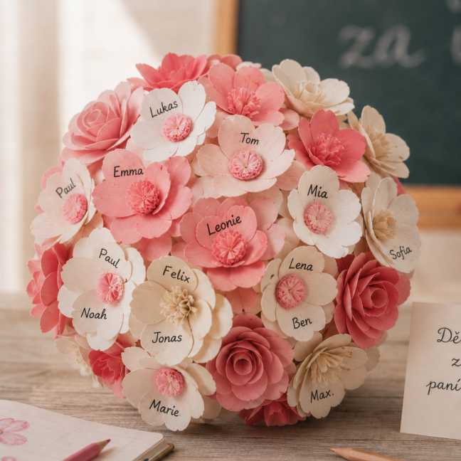 Duftender Holzblumenstrauß für die Lehrerin – Rosa