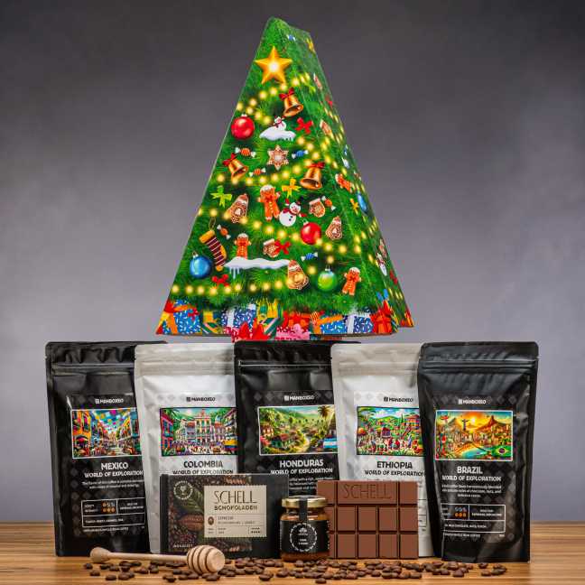 Weihnachtsbaum voller Premium-Kaffee